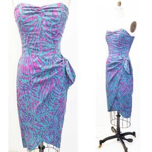 All That Jazz Womens 80s does 50s Hawaiian Wiggle Pin Up Dress  Jade Purple